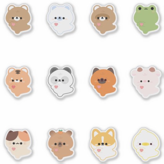schattig dierenhart sticker (Voorkant)