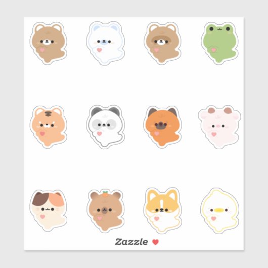 schattig dierenhart sticker (Vel)