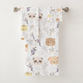 Schattig dierenhoofd en bloemmotief bad handdoek (Insitu)