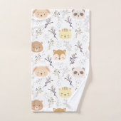 Schattig dierenhoofd en bloemmotief bad handdoek (Handdoek)