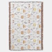 Schattig dierenhoofd en bloemmotief deken (Voorkant Verticaal)