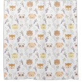 Schattig dierenhoofd en bloemmotief douchegordijn (Voorkant)