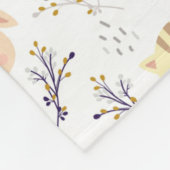 Schattig dierenhoofd en bloemmotief fleece deken (Hoek)