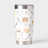 Schattig dierenhoofd en bloemmotief geïsoleerde drinkbeker (Achterkant)