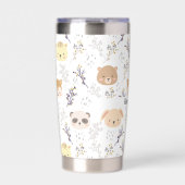 Schattig dierenhoofd en bloemmotief geïsoleerde drinkbeker (Voorkant)