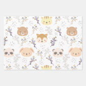 Schattig dierenhoofd en bloemmotief inpakpapier vel (Voorkant 3)