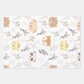 Schattig dierenhoofd en bloemmotief inpakpapier vel (Voorkant)