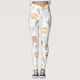 Schattig dierenhoofd en bloemmotief leggings