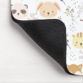 Schattig dierenhoofd en bloemmotief muismat (Hoek)
