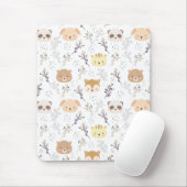 Schattig dierenhoofd en bloemmotief muismat (Met muis)