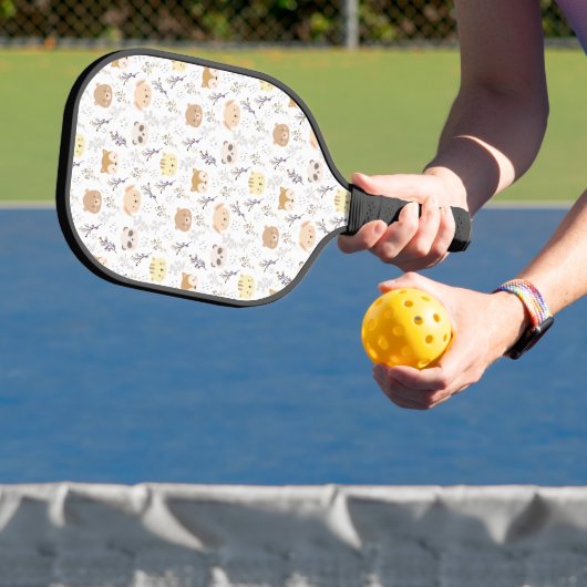 Schattig dierenhoofd en bloemmotief pickleball paddle (Insitu)
