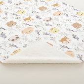 Schattig dierenhoofd en bloemmotief sherpa deken (3/4)