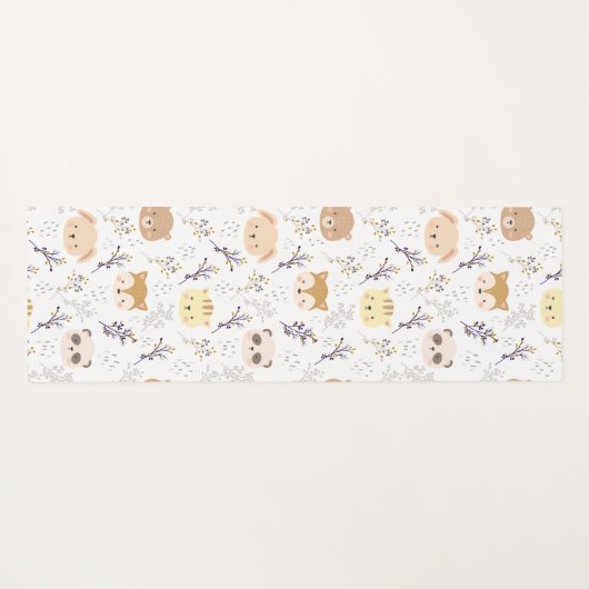 Schattig dierenhoofd en bloemmotief yogamat (Achterkant (horizontaal))