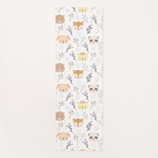 Schattig dierenhoofd en bloemmotief yogamat (Voorkant)