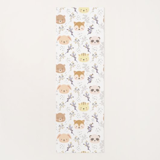 Schattig dierenhoofd en bloemmotief yogamat (Achterkant)