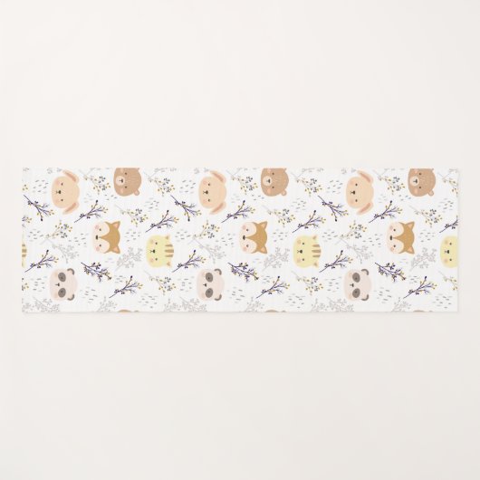 Schattig dierenhoofd en bloemmotief yogamat (Voorkant (horizontaal))