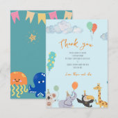 Schattig dierlijk baby shower bedankkaart (Voorkant / Achterkant)