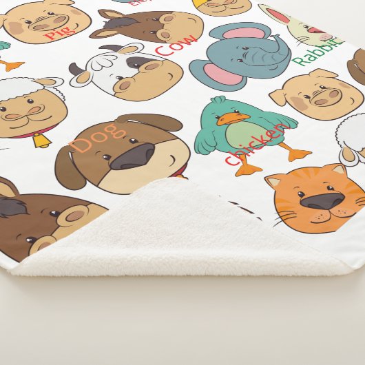 Schattig dierlijk boerderij olifant kind konijnen sherpa deken (3/4)