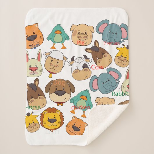Schattig dierlijk boerderij olifant kind konijnen sherpa deken (Voorkant)