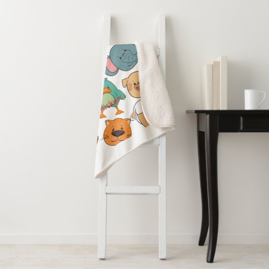 Schattig dierlijk boerderij olifant kind konijnen sherpa deken (In situ)