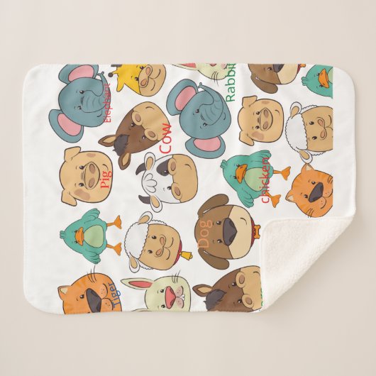 Schattig dierlijk boerderij olifant kind konijnen sherpa deken (Voorkant (horizontaal))
