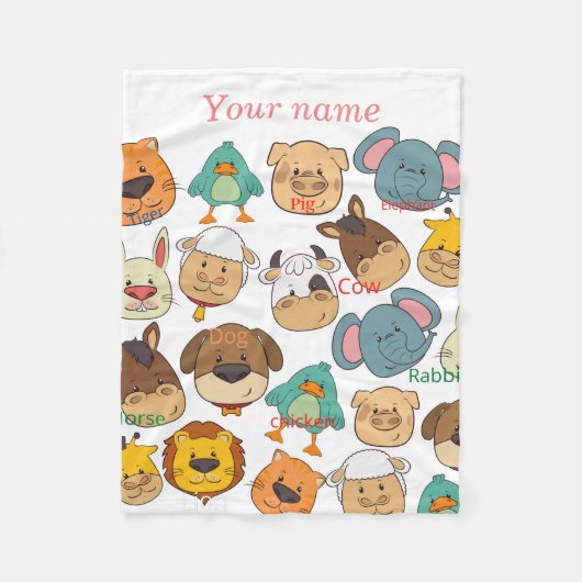 Schattig dierlijk boerderij olifant koe witte kind fleece deken (Voorkant)