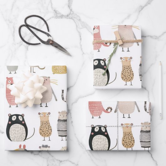 Schattig dierlijk Collectie Inpakpapier Vel (Voorkant)