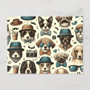 Schattig Dierlijk Design Naadloos Hond & Kattenpat Briefkaart
