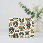 Schattig Dierlijk Design Naadloos Hond & Kattenpat Briefkaart (Staand voorkant)
