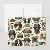 Schattig Dierlijk Design Naadloos Hond & Kattenpat Briefkaart (Voorkant / Achterkant)
