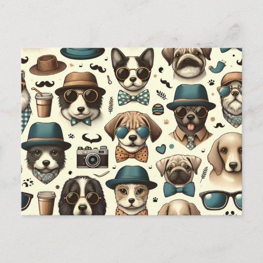 Schattig Dierlijk Design Naadloos Hond & Kattenpat Briefkaart (Voorkant)
