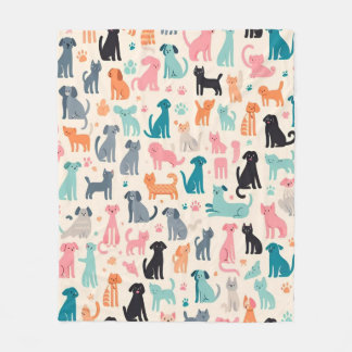 Schattig Dierlijk Design Naadloos Hond & Kattenpat Fleece Deken