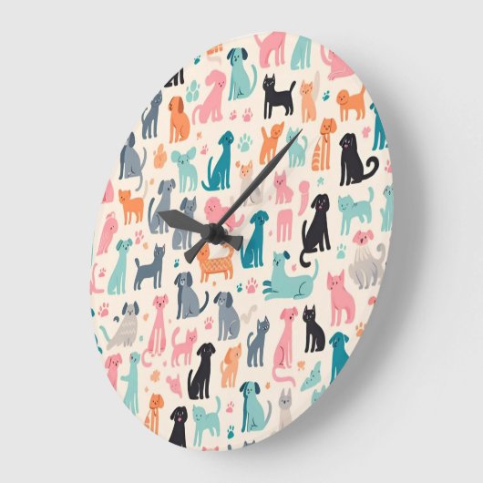 Schattig Dierlijk Design Naadloos Hond & Kattenpat Grote Klok (Hoek)