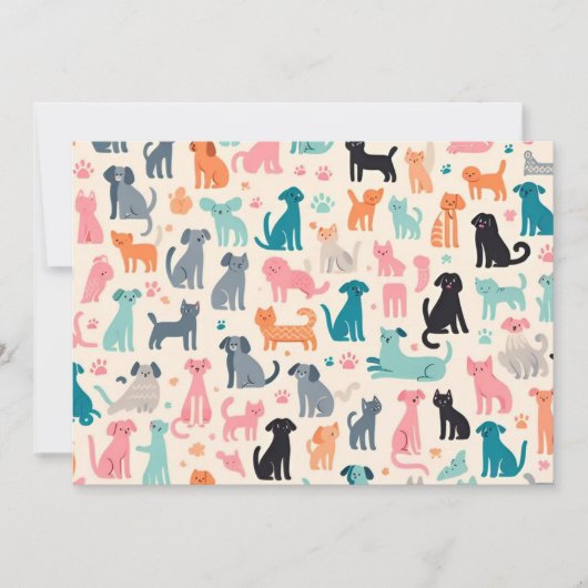 Schattig Dierlijk Design Naadloos Hond & Kattenpat Kaart (Voorkant)