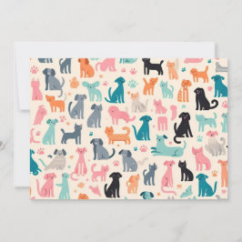Schattig Dierlijk Design Naadloos Hond & Kattenpat Kaart