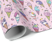 Schattig Dierlijk Ijsje Kegels Cadeaupapier (Rol Hoek)