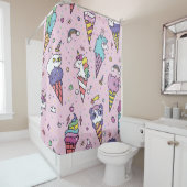 Schattig Dierlijk Ijsje Kegels Douchegordijn (In situ)