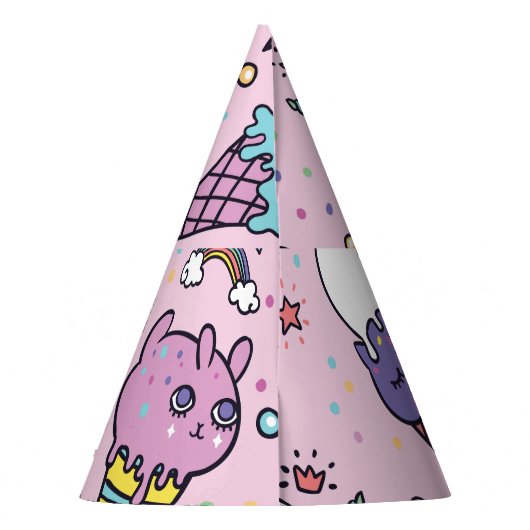Schattig Dierlijk Ijsje Kegels Feesthoedjes (Achterkant)