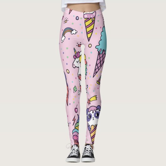 Schattig Dierlijk Ijsje Kegels Leggings (Voorkant)