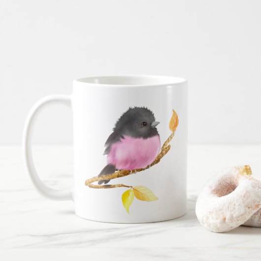 Schattig Dierlijk Roze Robin Vogel Mok (Met donut)
