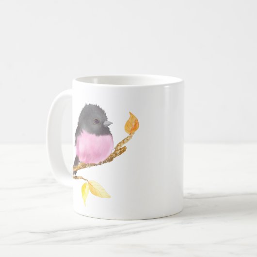 Schattig Dierlijk Roze Robin Vogel Mok (Voorkant links)