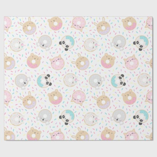 Schattig Dierlijke Donuts Wrapping Papier (Vlak)