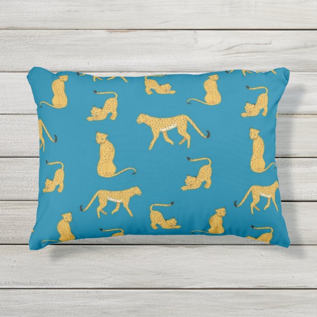 Schattig dierpatroon tijger cheetah tijgerblauw buitenkussen (Voorkant)