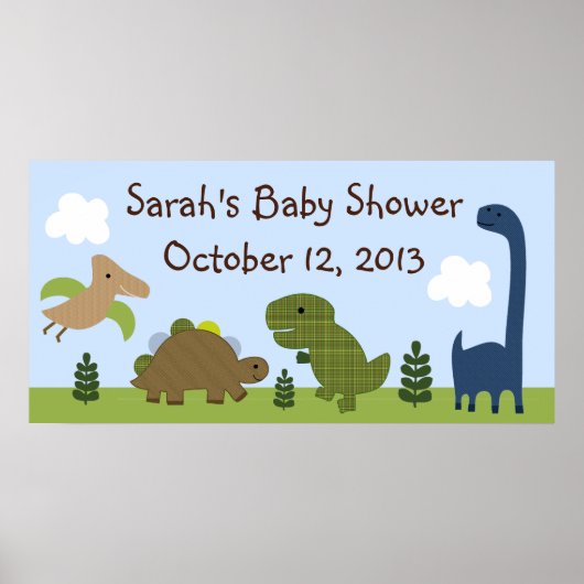Schattig Dino/dinosaurus Baby shower Poster/banner Poster (Voorkant)