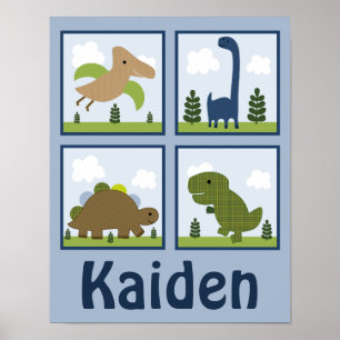 Schattig dino/dinosaurussen, gepersonaliseerd kuns poster
