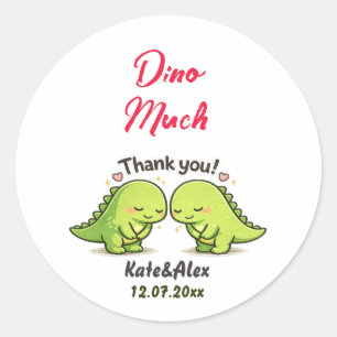 Schattig Dinosaurius Koppel Trouw Dank Je Ronde Sticker