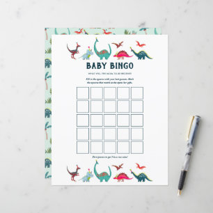Schattig Dinosaurus Bingo Baby Shower Spel