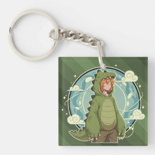 Schattig Dinosaurus Fantasie Jongens Kunstwerk Sleutelhanger