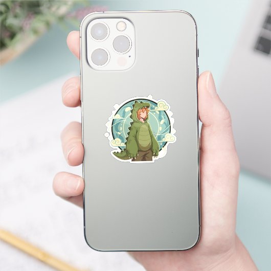 Schattig Dinosaurus Fantasie Jongens Kunstwerk Sticker (Telefoon)