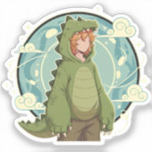 Schattig Dinosaurus Fantasie Jongens Kunstwerk Sticker (Voorkant)